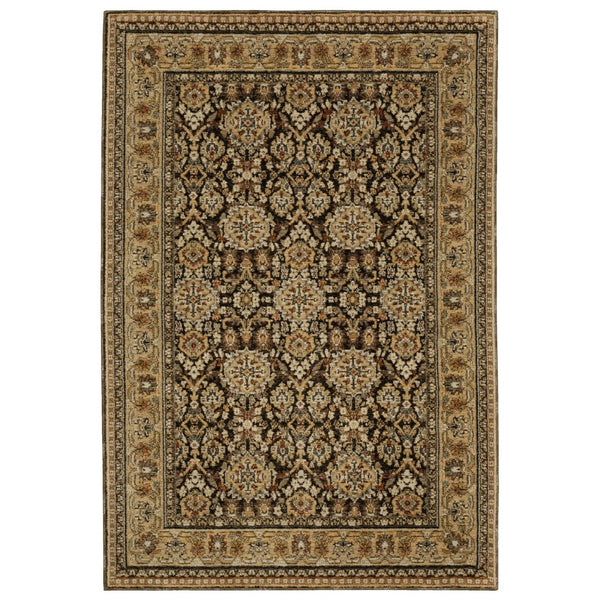 HomeRoots 3' Luxurious Brown and Gold Oriental Area Rug – Classic Design, Durable, Stain-Resistant Style for Home 9' X 12' 576418