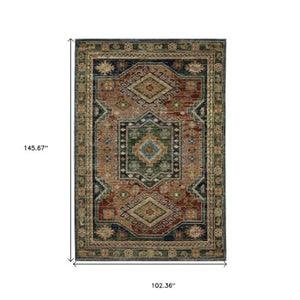 Homeroots 2' Stunning Blue Tribal Area Rug - Stain Resistant, Perfect For Kids And Pets, Adds Warmth To Any Space 9' X 12' Polypropylene 576420