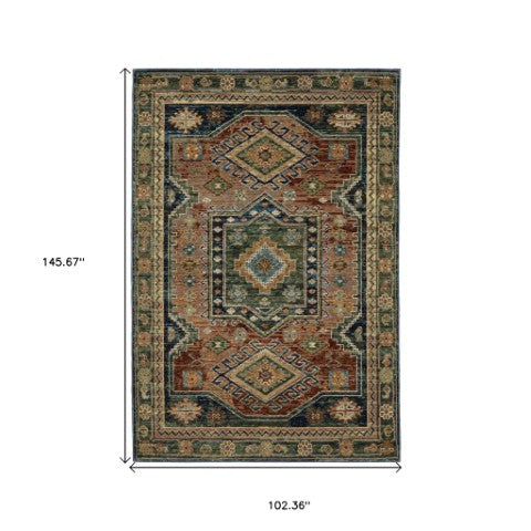 Homeroots 2' Stunning Blue Tribal Area Rug - Stain Resistant, Perfect For Kids And Pets, Adds Warmth To Any Space 9' X 12' Polypropylene 576420
