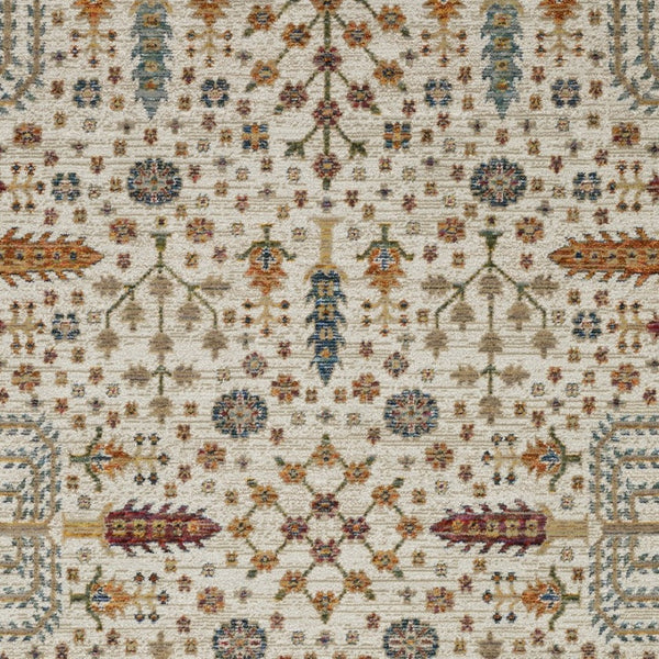 Homeroots 2' Inviting Ivory And Gold Oriental Area Rug - Stain Resistant, Stylish Design For Any Space 8' X 11' Polypropylene 576423
