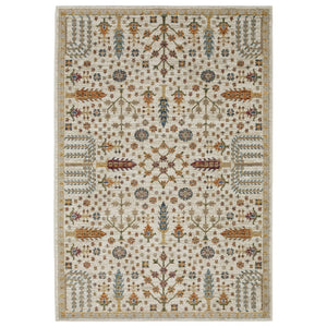 HomeRoots 3' Elegant Ivory and Gold Oriental Area Rug - Stain Resistant, Durable, Perfect for High-Traffic Spaces 9' X 12' 576424
