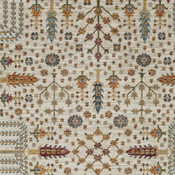 Homeroots 2' Inviting Ivory And Gold Oriental Area Rug - Stain Resistant, Stylish Design For Any Space 9' X 12' Polypropylene 576424