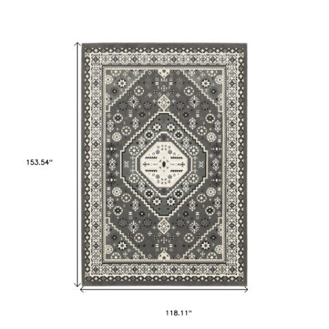 Homeroots 3' Gray Medallion Area Rug – Stylish, Stain-resistant Design To Elevate Your Living Space Decor 10' X 13' Polypropylene,Polyester 576428