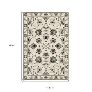 Homeroots 3' Ivory Oriental Area Rug - Stylish, Stain-resistant Design Perfect For Homes With Kids & Pets 10' X 13' Polypropylene,Polyester 576429