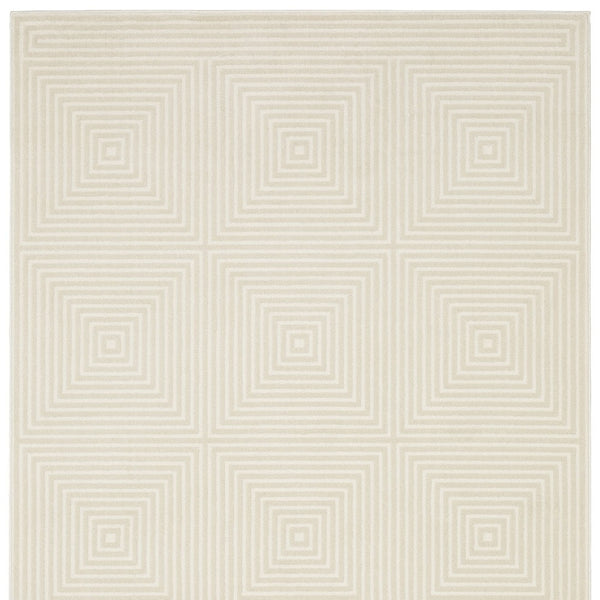 Homeroots 3' Stylish Ivory Geometric Power Loom Area Rug - Perfect For Homes With Kids And Pets, Stain Resistant 10' X 13' Polypropylene,Polyester 576430