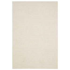 Homeroots 3' Stylish Ivory Geometric Power Loom Area Rug - Perfect For Homes With Kids And Pets, Stain Resistant 10' X 13' Polypropylene,Polyester 576430