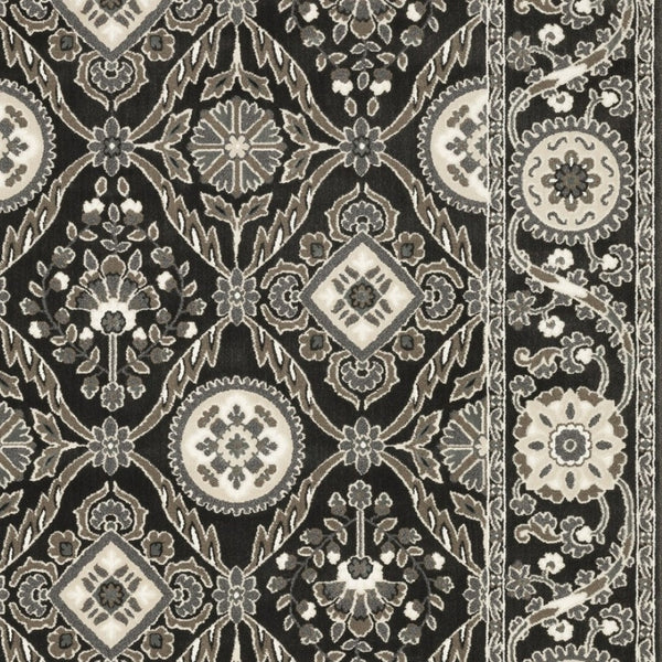 Homeroots 3' Charcoal Oriental Area Rug - Stylish, Stain-resistant Design For Warmth And Elegance In Any Room 10' X 13' Polypropylene,Polyester 576431