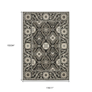 Homeroots 3' Charcoal Oriental Area Rug - Stylish, Stain-resistant Design For Warmth And Elegance In Any Room 10' X 13' Polypropylene,Polyester 576431