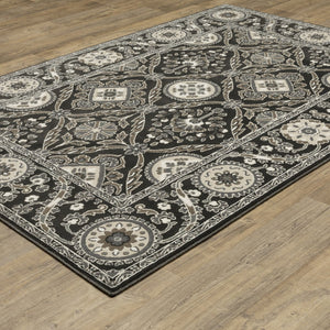 Homeroots 3' Charcoal Oriental Area Rug - Stylish, Stain-resistant Design For Warmth And Elegance In Any Room 10' X 13' Polypropylene,Polyester 576431