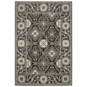 Homeroots 3' Charcoal Oriental Area Rug - Stylish, Stain-resistant Design For Warmth And Elegance In Any Room 10' X 13' Polypropylene,Polyester 576431