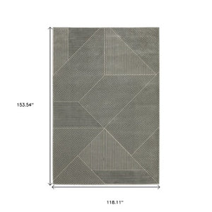 Homeroots 3' Gray Geometric Area Rug - Stylish, Stain-resistant Design For Modern Homes And Cozy Spaces 10' X 13' Polypropylene,Polyester 576434