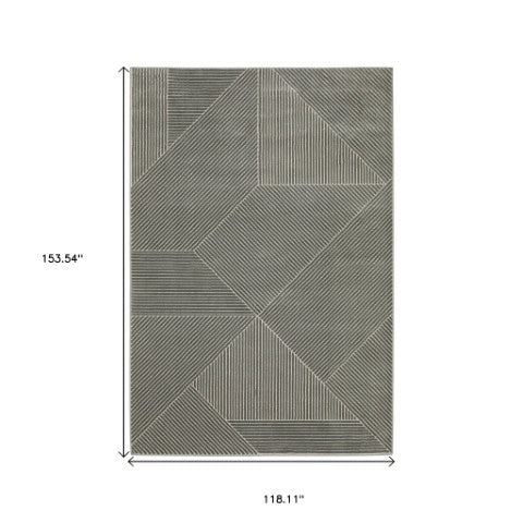 Homeroots 3' Gray Geometric Area Rug - Stylish, Stain-resistant Design For Modern Homes And Cozy Spaces 10' X 13' Polypropylene,Polyester 576434