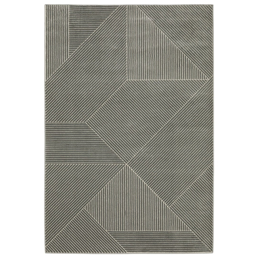 HomeRoots 3' Gray and Ivory Geometric Area Rug - Modern, Durable Design Perfect for High-Traffic Spaces 10' X 13' 576434