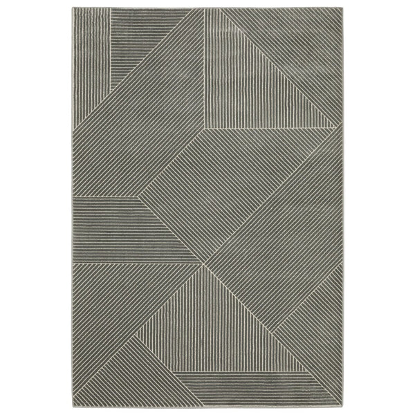 HomeRoots 3' Gray and Ivory Geometric Area Rug - Modern, Durable Design Perfect for High-Traffic Spaces 10' X 13' 576434