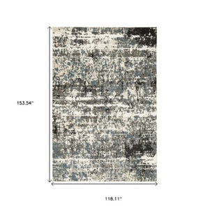 Homeroots 3' Ivory Abstract Area Rug - Stain Resistant, Stylish Design For Home Décor, Perfect For Kids & Pets 10' X 13' Polypropylene,Polyester 576436