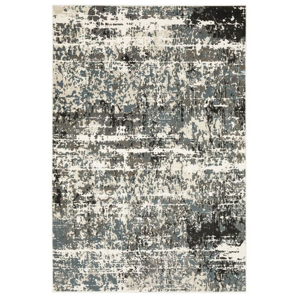 HomeRoots 3' Elevate Your Space with a Durable Ivory and Gray Abstract Area Rug for Modern Living Rooms 10' X 13' 576436