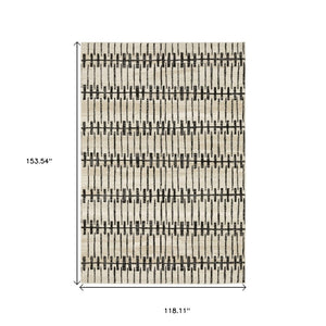 HomeRoots 3' Modern Beige and Black Geometric Area Rug – Durable, Stain-Resistant, Perfect for High-Traffic Spaces 10' X 13' 576437