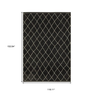 Homeroots 3' Charcoal And Ivory Trellis Area Rug - Stylish, Stain-resistant Design For Modern Home Decor 10' X 13' Polypropylene,Polyester 576438