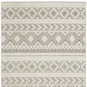 Homeroots 3' Gray Tribal Area Rug – Stylish Power Loom Design, Stain Resistant, Perfect For Any Home Decor 10' X 13' Polypropylene 576440