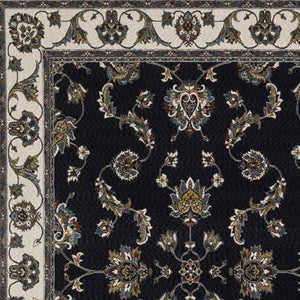 Homeroots 4' Elegant Navy Blue Oriental Area Rug With Fringe - Stain Resistant, Perfect For Kids & Pets 10' X 13' Polyester 576441