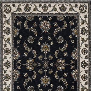Homeroots 4' Elegant Navy Blue Oriental Area Rug With Fringe - Stain Resistant, Perfect For Kids & Pets 10' X 13' Polyester 576441