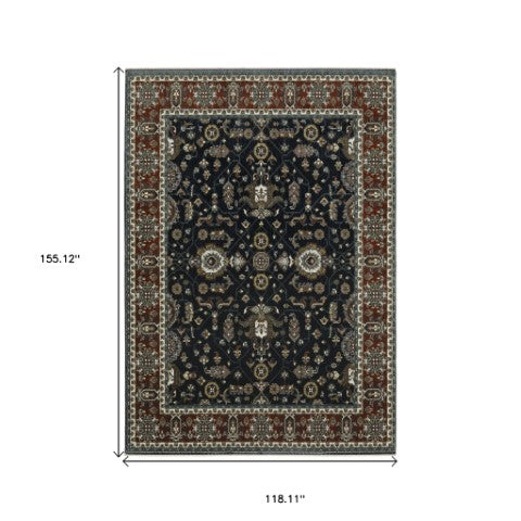 Homeroots 10' Red Oriental Area Rug With Fringe - Stain Resistant, Stylish Design For Living Spaces & Pets 10' X 13' Polyester 576443