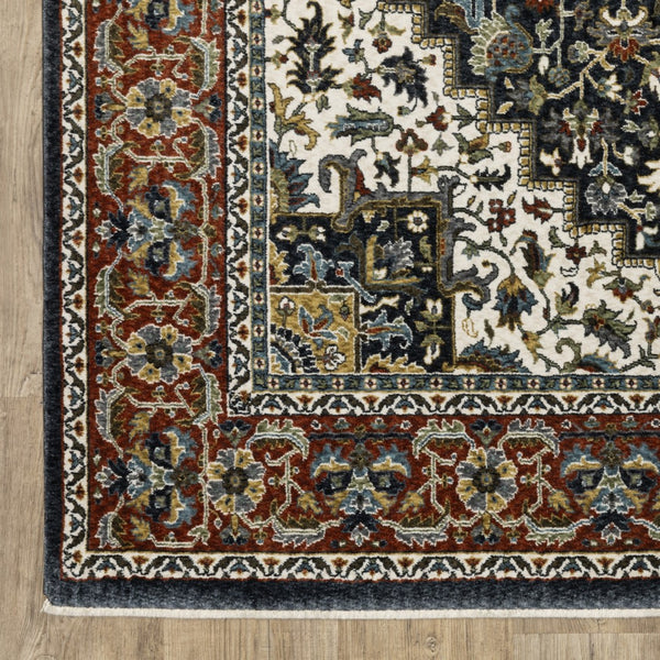 Homeroots 10' Red Medallion Power Loom Area Rug With Fringe - Stain Resistant, Stylish Design For Home Decor 10' X 13' Polyester 576444