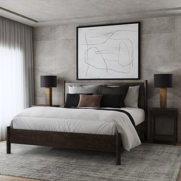 Butler Specialty Lennon Midcentury Farmhouse Queen Bed With Rounded Legs For A Stylish And Cozy Bedroom Retreat Medium Brown Mindi Wood,Mdf,Mindi Veneer 5764474-butler