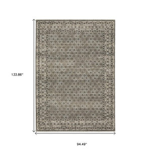 Homeroots 3' Gray Diamond Area Rug With Fringe - Stylish Stain-resistant Design For Home Décor & Comfort 8' X 11' Polyester 576448