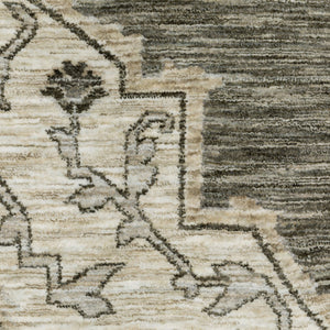 Homeroots 10' Charcoal Medallion Area Rug With Fringe – Stylish, Stain-resistant Design For Warm Interiors 10' X 13' Polyester 576449