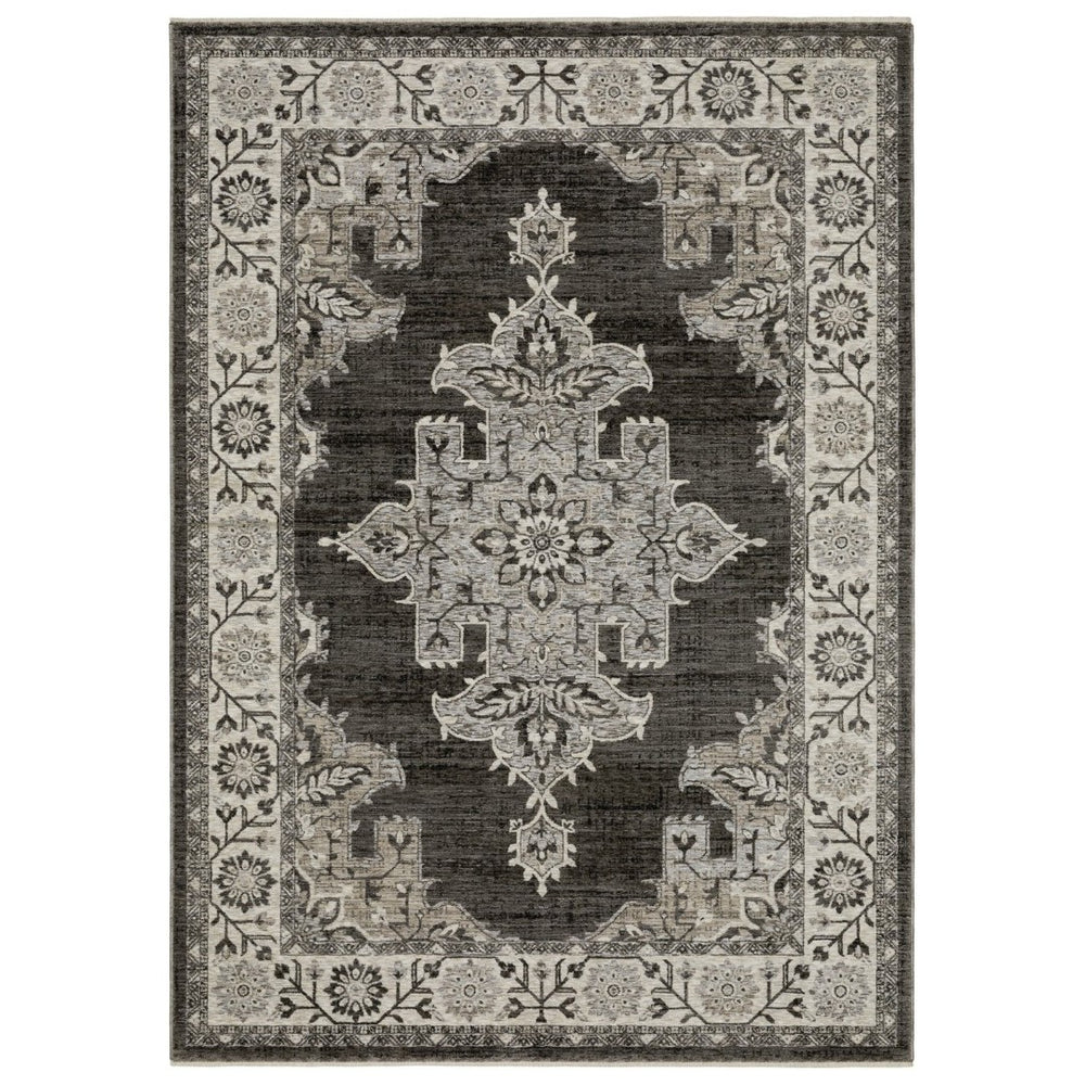 HomeRoots 3' Gray and Beige Medallion Area Rug with Fringe – Stylish, Durable, and Perfect for Any Room 10' X 13' 576451