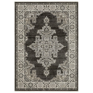 HomeRoots 3' Gray and Beige Medallion Area Rug with Fringe – Stylish, Durable, and Perfect for Any Room 10' X 13' 576451