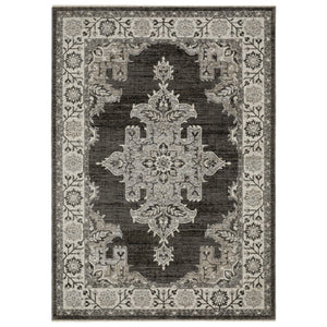 Homeroots 3' Stylish Gray Medallion Area Rug With Fringe - Perfect For Homes With Kids And Pets, Stain Resistant 8' X 11' Polyester 576452