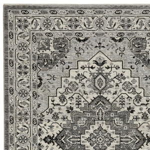 Homeroots 3' Gray Medallion Area Rug With Fringe – Stain Resistant, Stylish Design For Home Decor Warmth 8' X 11' Polyester 576454