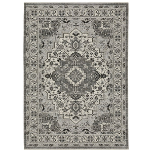 Homeroots 3' Gray Medallion Area Rug With Fringe – Stain Resistant, Stylish Design For Home Decor Warmth 8' X 11' Polyester 576454