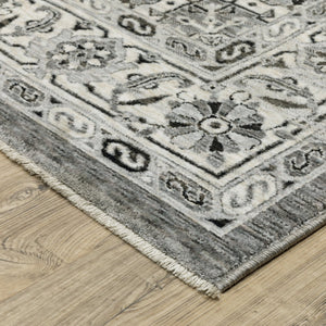 Homeroots 3' Gray Medallion Area Rug With Fringe – Stain Resistant, Stylish Design For Home Decor Warmth 8' X 11' Polyester 576454