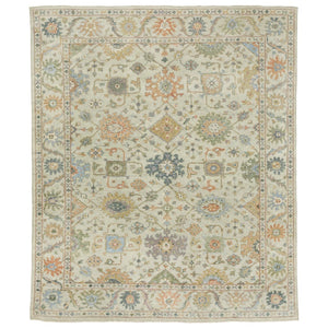 HomeRoots 2' Hand Knotted Wool Oriental Area Rug in Beige and Green – Timeless Charm for Small Spaces 9' X 12' 576456