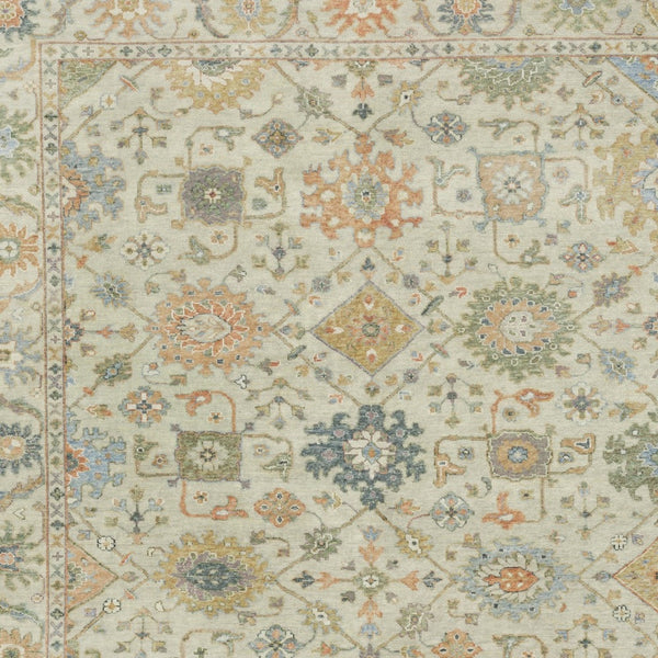 Homeroots 2' Hand Knotted Beige And Green Wool Oriental Area Rug With Fringe For Timeless Home Elegance 9' X 12' Wool 576456