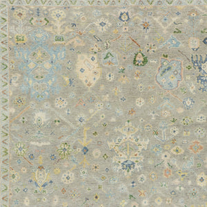 Homeroots 2' Hand Knotted Gray Blue And Yellow Wool Oriental Area Rug With Stylish Fringe For Home Decor 10' X 14' Wool 576457