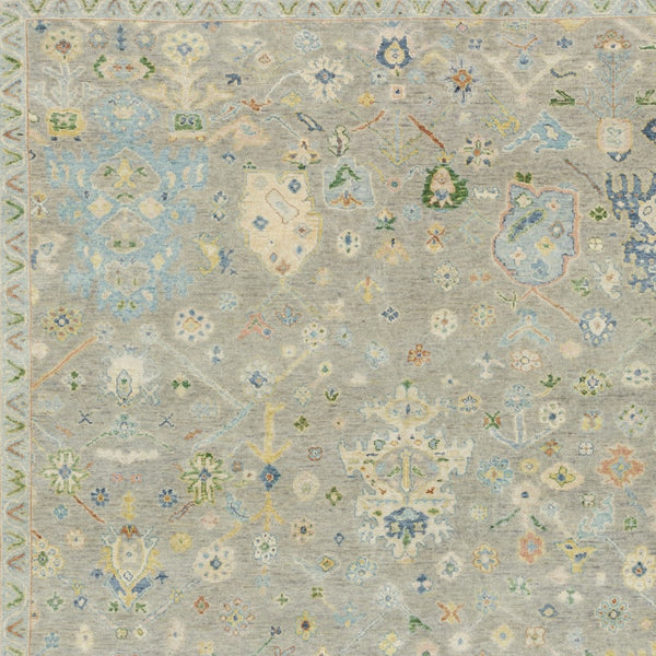 Homeroots 2' Hand Knotted Gray Blue And Yellow Wool Oriental Area Rug With Stylish Fringe For Home Decor 10' X 14' Wool 576457