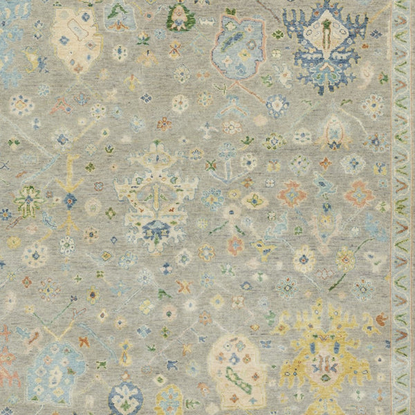 Homeroots 2' Hand Knotted Gray Blue And Yellow Wool Oriental Area Rug With Stylish Fringe For Home Decor 9' X 12' Wool 576458