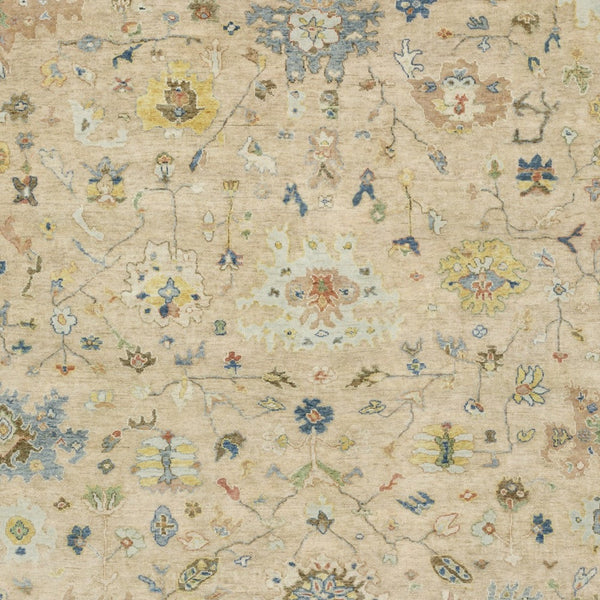 Homeroots 2' Beige Blue And Yellow Hand Knotted Wool Oriental Area Rug With Elegant Fringe For Timeless Decor 9' X 12' Wool 576460