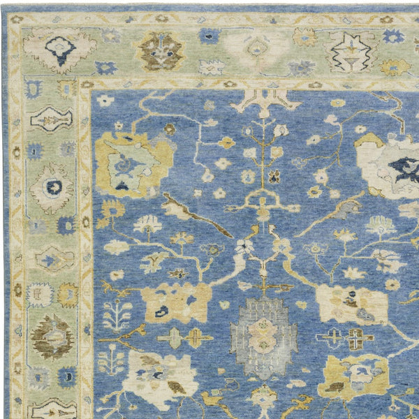 Homeroots 2' Hand Knotted Blue Wool Oriental Area Rug With Fringe - Unique Artisan Design For Cozy Elegance 10' X 14' Wool 576461