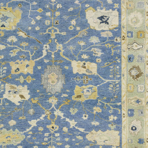 Homeroots 2' Hand Knotted Blue Wool Oriental Area Rug With Fringe - Unique Artisan Design For Cozy Elegance 9' X 12' Wool 576462