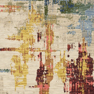 Homeroots 2' Abstract Beige And Orange Area Rug With Fringe – Stylish Decor For Any Room – Timeless Elegance 10' X 13' Wool Blend 576465