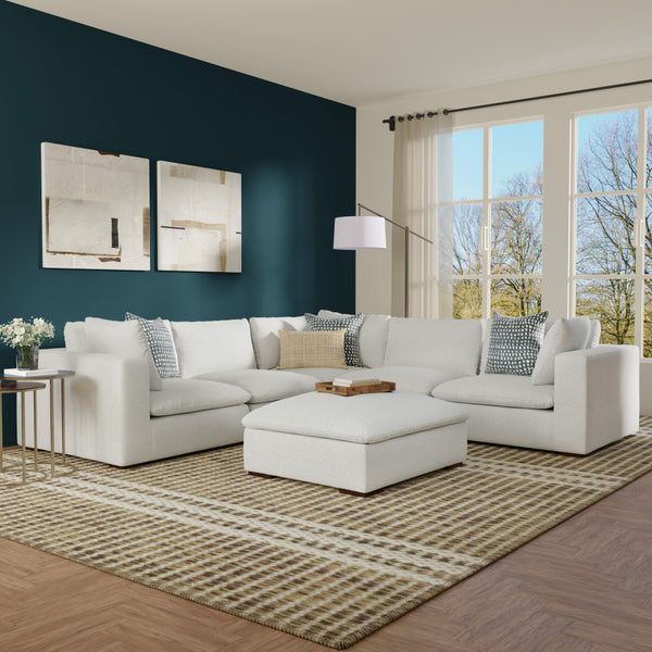 English Elm Jasmine Cloud Grey Corner Sectional Sofa & Ottoman — Handcrafted Performance Fabric, Reversible Cushions (96) B136P199246