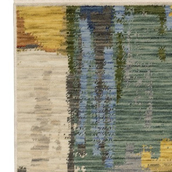 Homeroots 2' Colorful Pink Blue And Yellow Abstract Area Rug With Chic Fringe - Elevate Your Space Instantly! 8' X 11' Wool Blend 576468