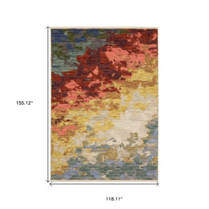 Homeroots 2' Beige Abstract Area Rug With Fringe – Stylish, Comfortable, And Perfect For Any Home Decor 10' X 13' Wool Blend 576471