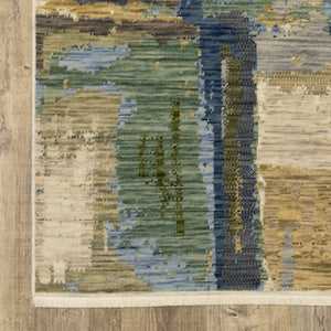 Homeroots 2' Blue Abstract Area Rug With Fringe - Stylish Design For Comfort And Warmth In Any Space 10' X 13' Wool Blend 576473