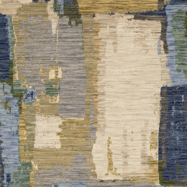 Homeroots 2' Blue Abstract Area Rug With Fringe - Stylish Design For Comfort And Warmth In Any Space 10' X 13' Wool Blend 576473